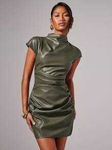 Rochie mini eleganta imitatie piele - NOU (cu eticheta)