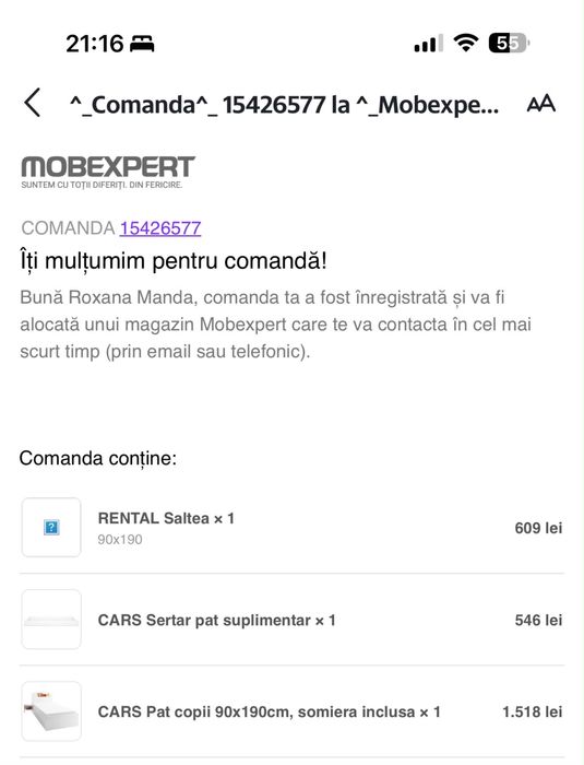 Pat copil cu somiera, saltele si sertar pat suplimentar - Ca Nou - Nefolosit