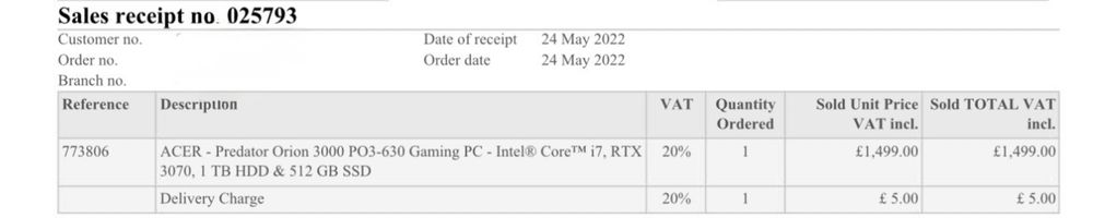 ACER Predator Orion 3000 - PC Gaming RTX 3070