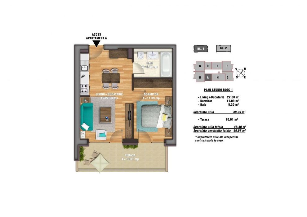 Studio semidecomandat, etaj 8, New Times Residence, parcare