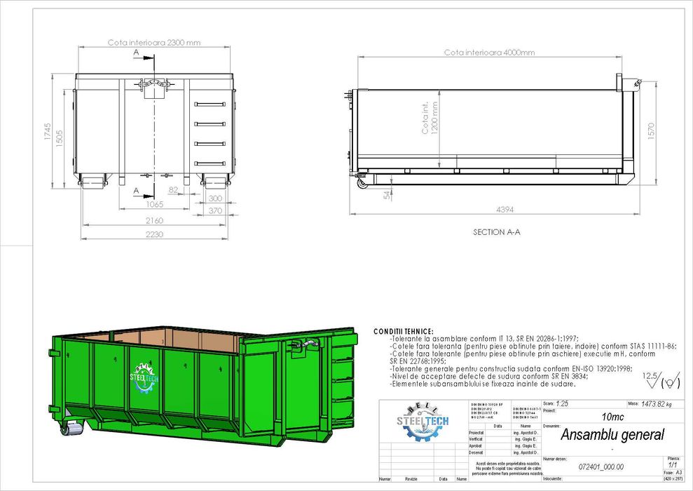 Containere Abroll de vanzare 11 m3 - Abrollkipper - DIRECT PRODUCATOR