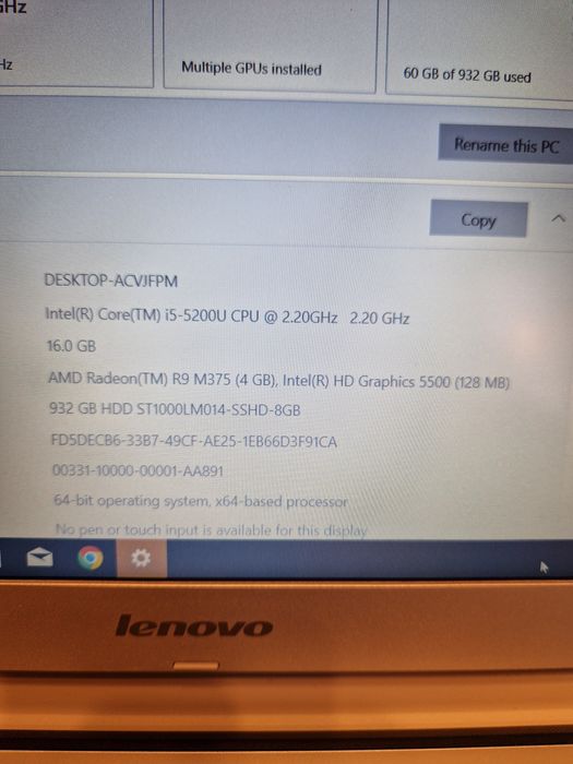 Vand Laptop Lenovo I5 Gen 5, 16gb, AMD Radeon R9 M375, 1Tb