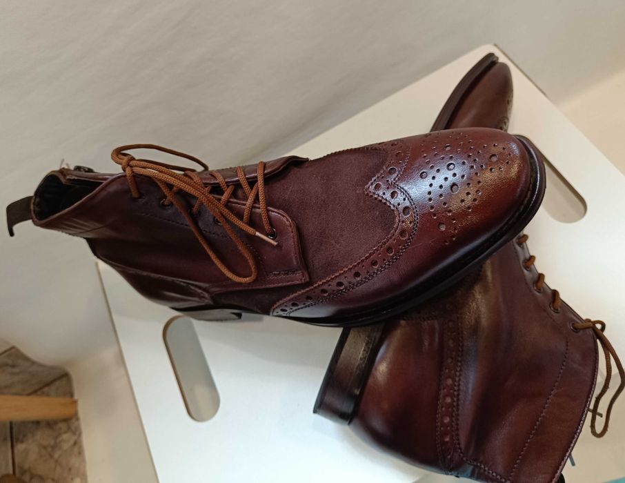 Ghete lace up 43 premium brogue Pat Calvin piele naturala moale