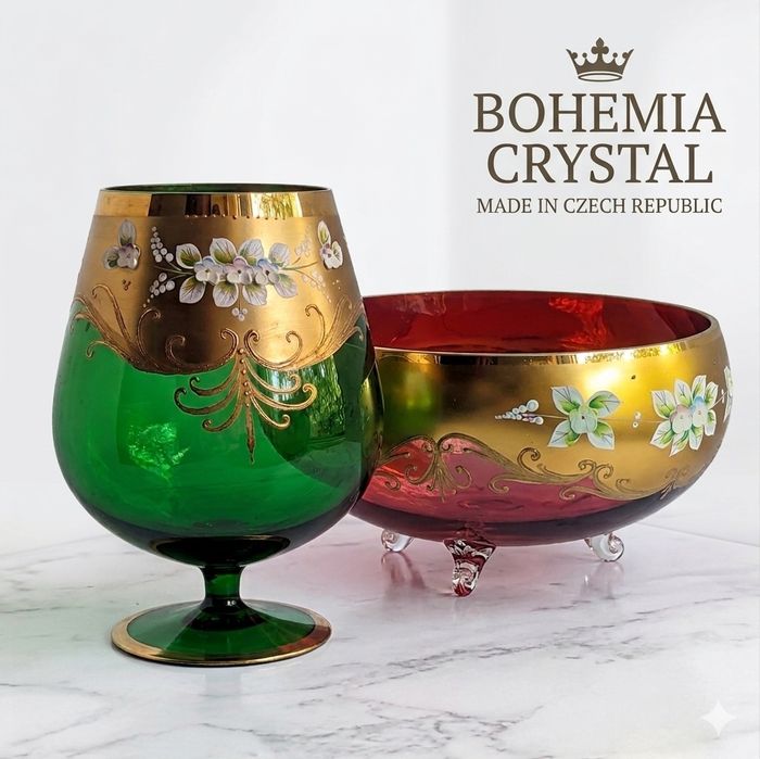 Винтажный набор ваз Bohemia Crystal