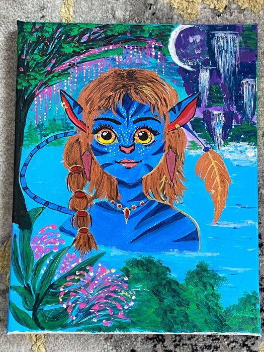 Tablou original inspirat de Avatar – acrilic pe pânză 24×30 cm