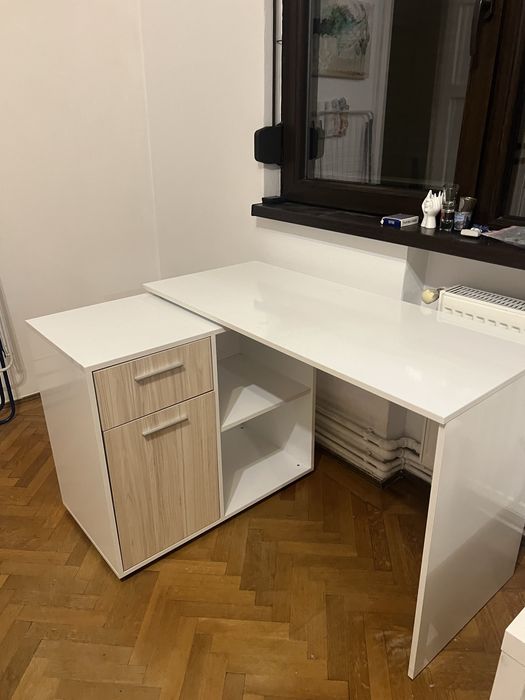 Birou modular alb/maro