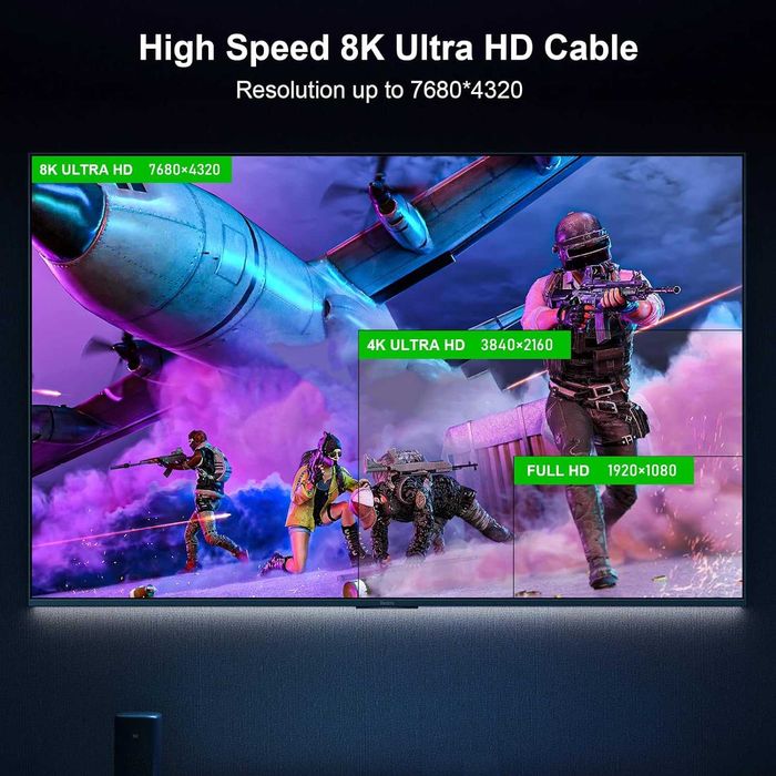 Cablu HDMI 2.1 fibra optica 8k-60Hz,48Gbps,Dynam HDR/eARC/HDCP 2.3,2m