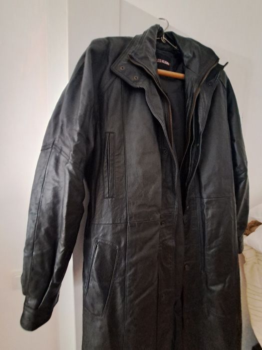 Haina piele Charles Klein XL foarte lunga, noua
