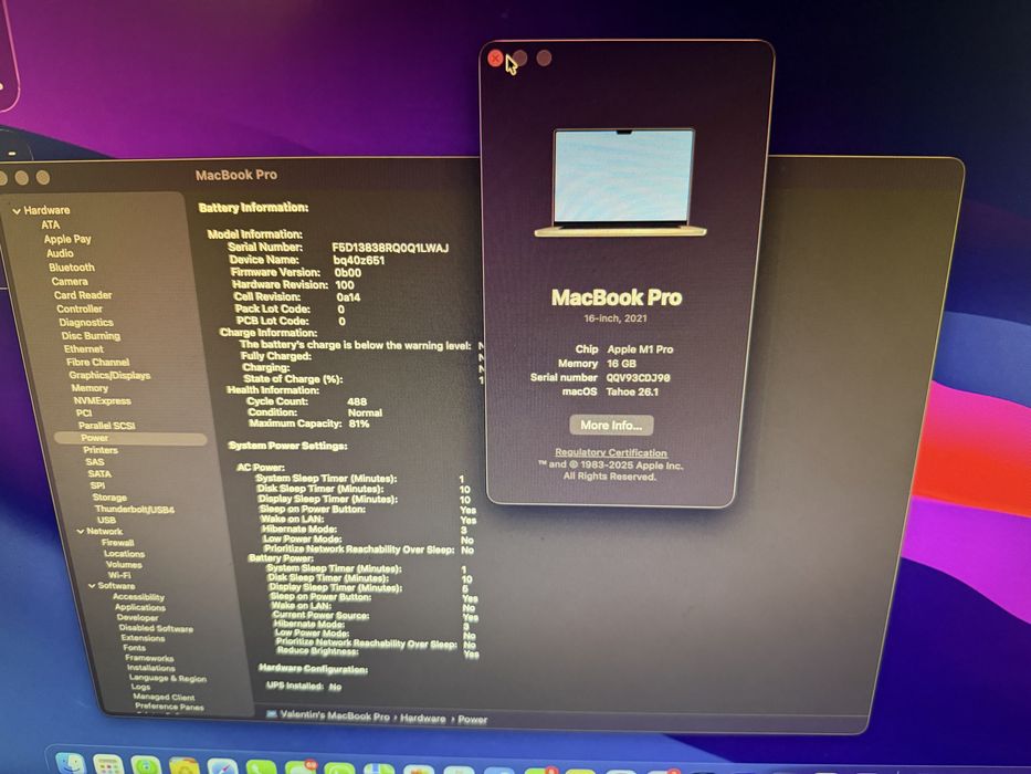 MacBook Pro 16 M1 Pro - Workstation Desktop - Display Defect