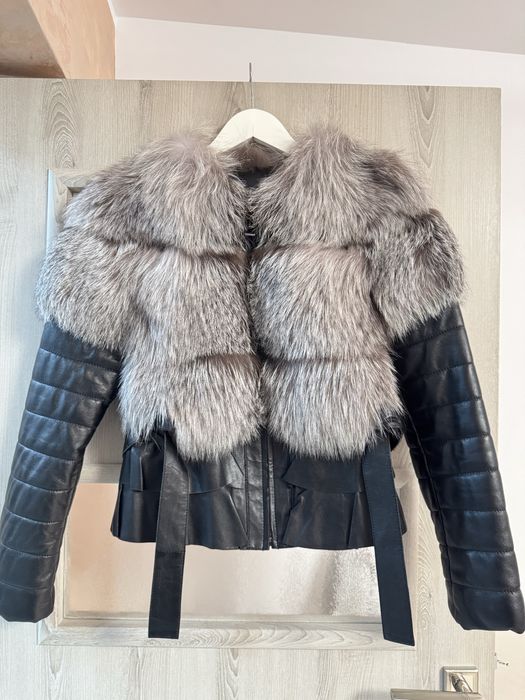 Geaca piele cu blana naturala de vulpe