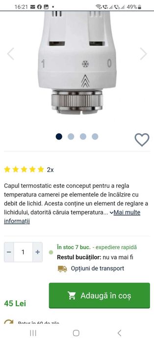 Cap termostatic M30x1,5