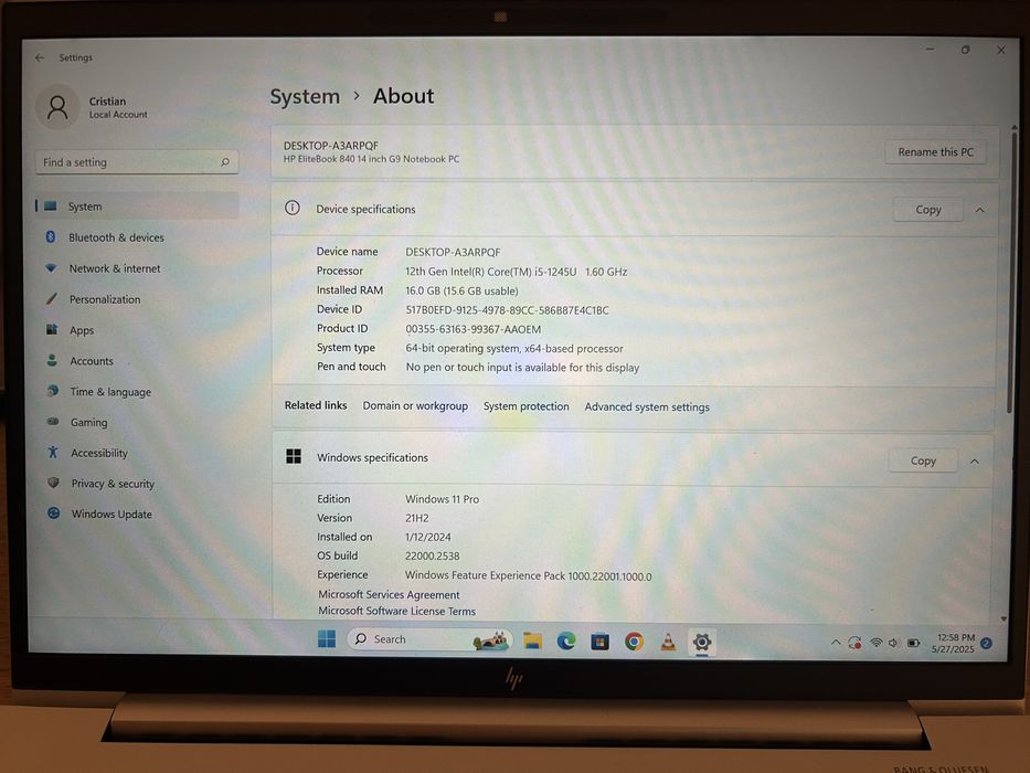 Vând laptop HP EliteBook 840 G9 Notebook PC
