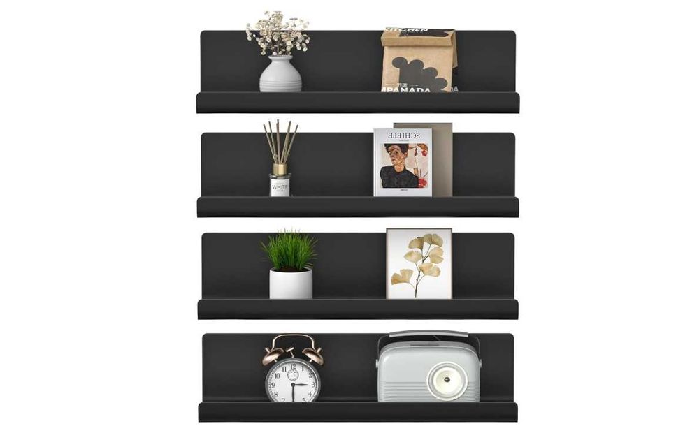 Rafturi perete suspendate set 4 buc decor living baie bucatarie rafturi perete plastic alb sau negru display decorativ
