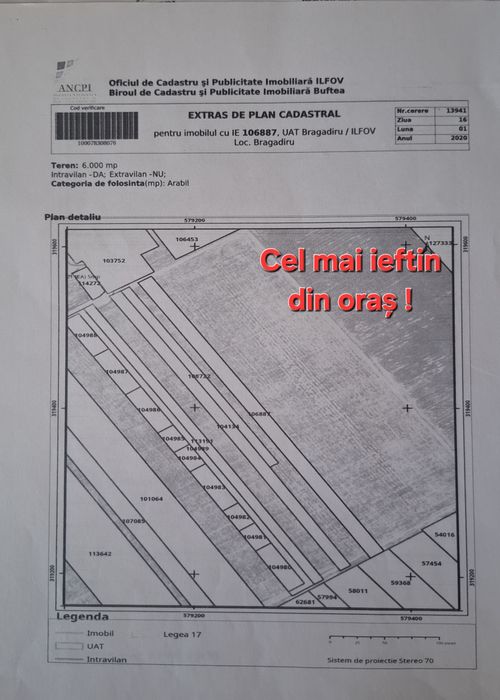 Proprietar vând teren central Bragadiru