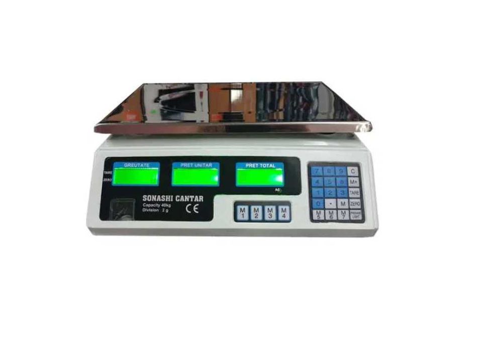 Cantar Electronic 40 kg cu Acumulator si Platan Inox Incarcare Priza