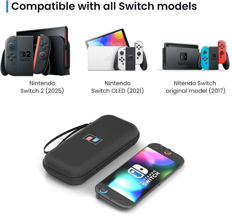 Husă transport compatibilă cu Nintendo Switch 2, 10 sloturi jocuri
