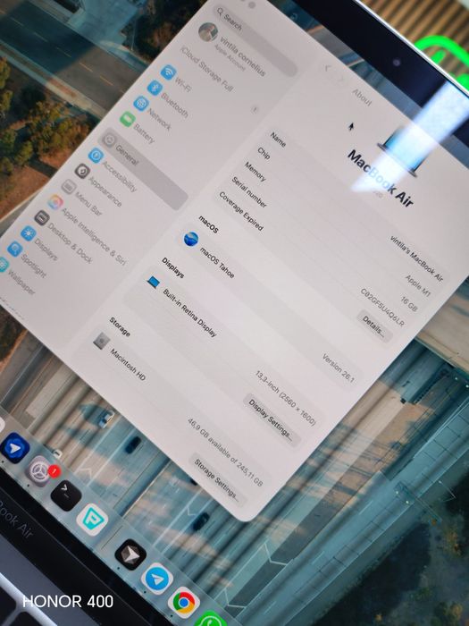 Apple Macbook Air 13 M1 2020 256 Gri Foarte Bun