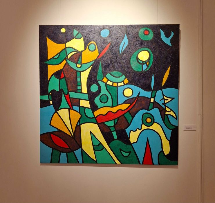 ,,Тих бял Дунав ",акрил върху платно,120см х 120см, оригинал