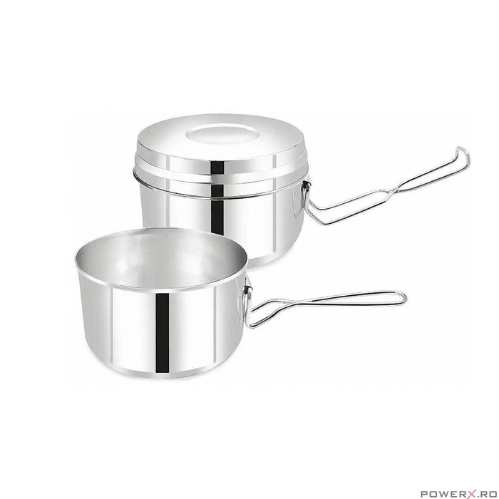 Set vase pentru camping, din inox, 3 piese 15.4/15/13cm, Kinghoff