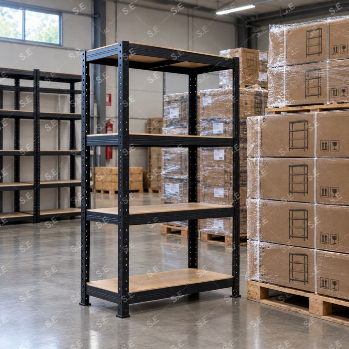 Здрав метален стелаж  -  Безвинтов гаражен рафт с 4 нива 150x70x30 см