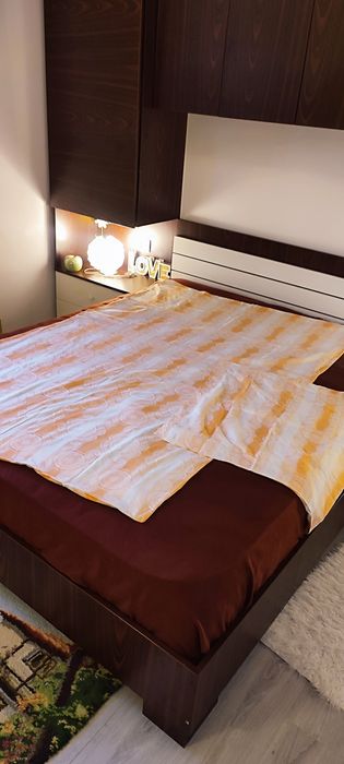 Set din bumbac plin 100%, imprimeu aztec, corai, nou