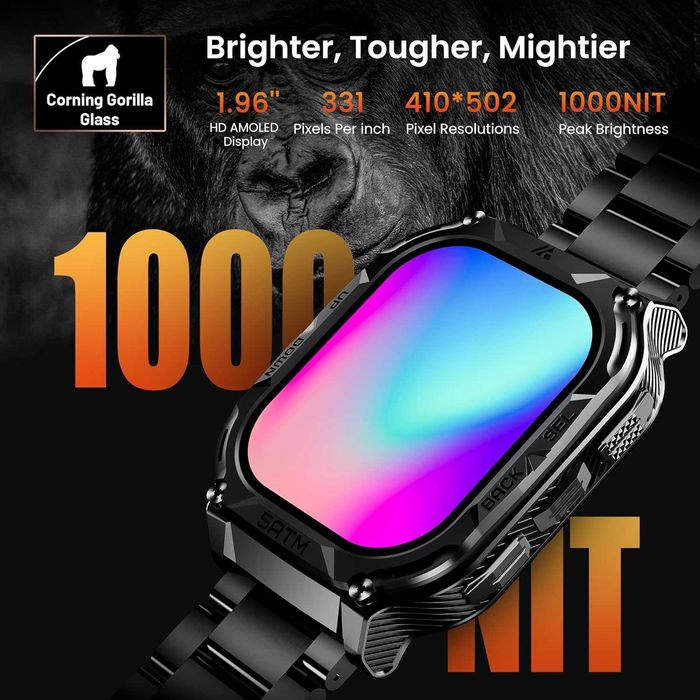 kospet Smartwatch robust cu carcasă integral metalică (standard militar), GPS integrat, (480 mAh), rezistență la apă 5ATM și IP69