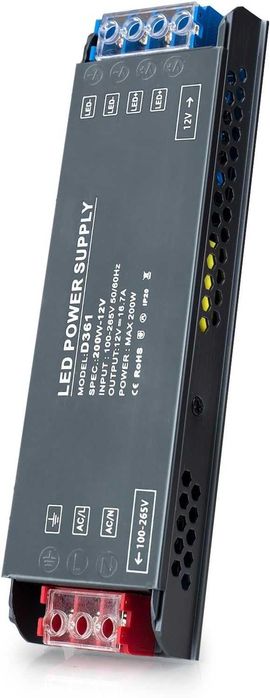 LED Захранване 12V 200W Трансформатор 220V към 12V Ultra Slim