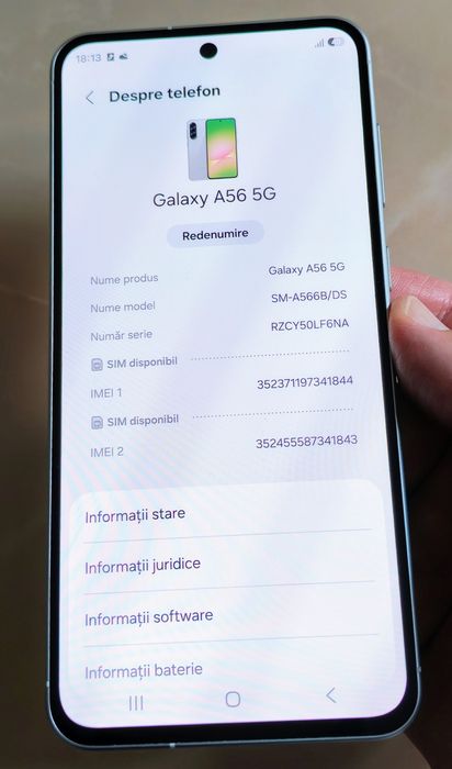 SAMSUNG A56 5G Awesome Lightgray Duos 8/128 GB ca nou + cadou!
