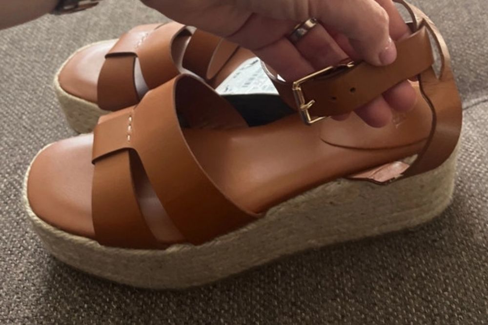 ZARA нови кожени сандали с платформа + PERLATO кожени сандали