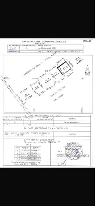 500 mp Clinceni stadion proprietar + 2500 m Clinceni