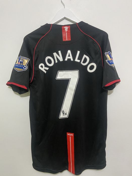 Tricou de fotbal Ronaldo 2008 away marime M manchester united negru red devil