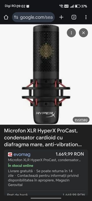 Microfon hyperx XLR cu Mixer HyperX