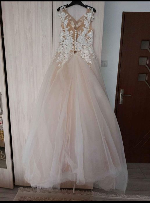 Rochie mireasa culoare Nude-Rose