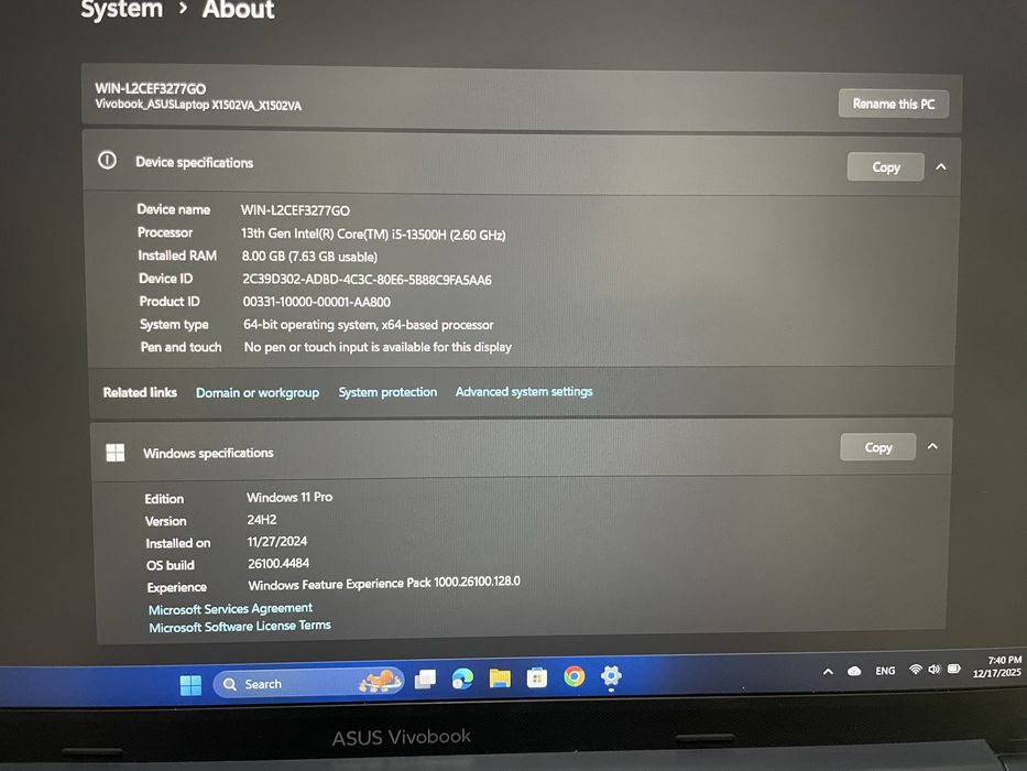Notebook Asus Vivobook x15