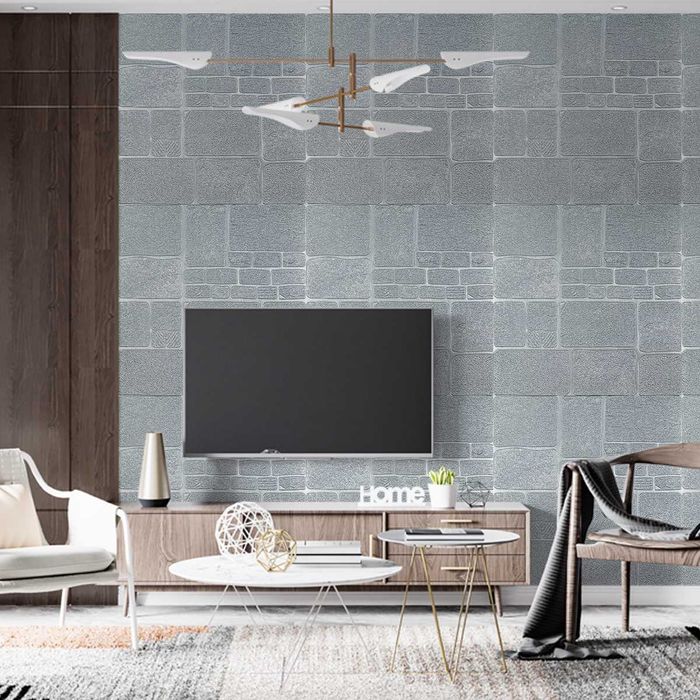 Самозалепващо Пано камъни в Бяло 5 мм / Черно / Силвър