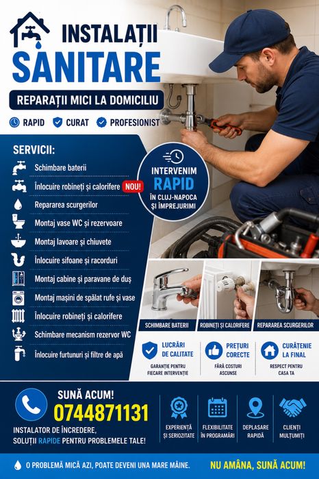Instalator Cluj-Napoca | Reparații Instalații Sanitare la Domiciliu