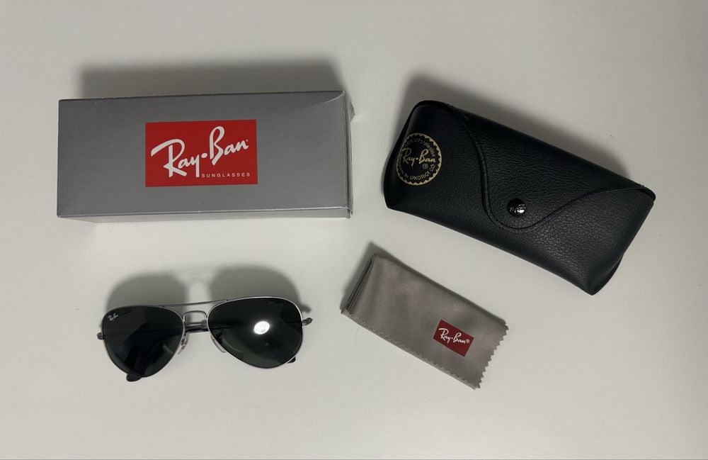 Ochelari soare Ray-Ban Aviator Rama Argintie, Lentila Dark Green, 54