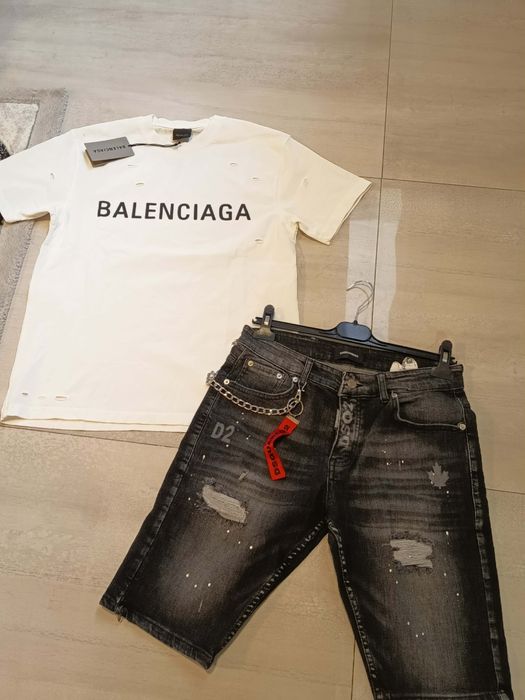Compleu barbati tricou și pantalon scurt de blugi