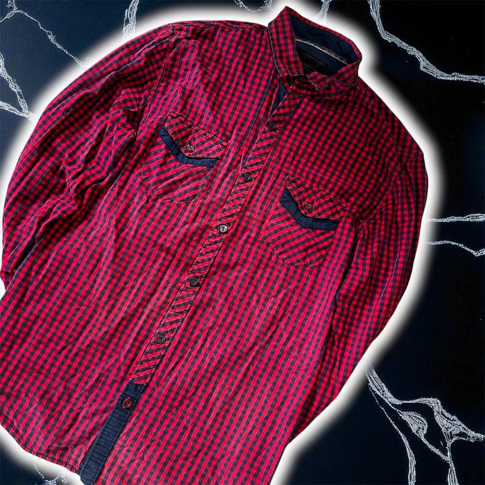 Cămașă casual roșu-negru cu model în carouri – Mărime M