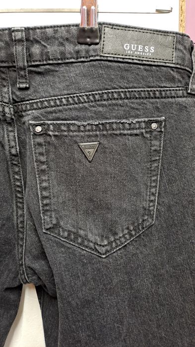 Черни дънки Guess Merilyn 3 Zip Skinny Low с капси и накъсани детайли