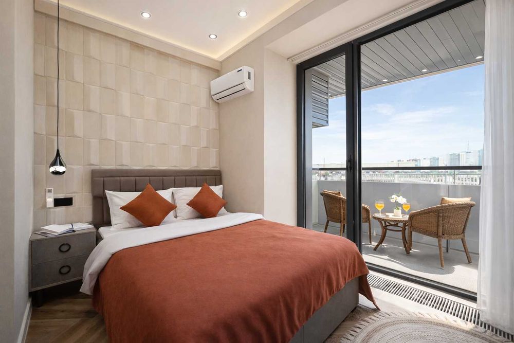 Дизайнерская студия с продуманным интерьером с видом на Ташкент сити