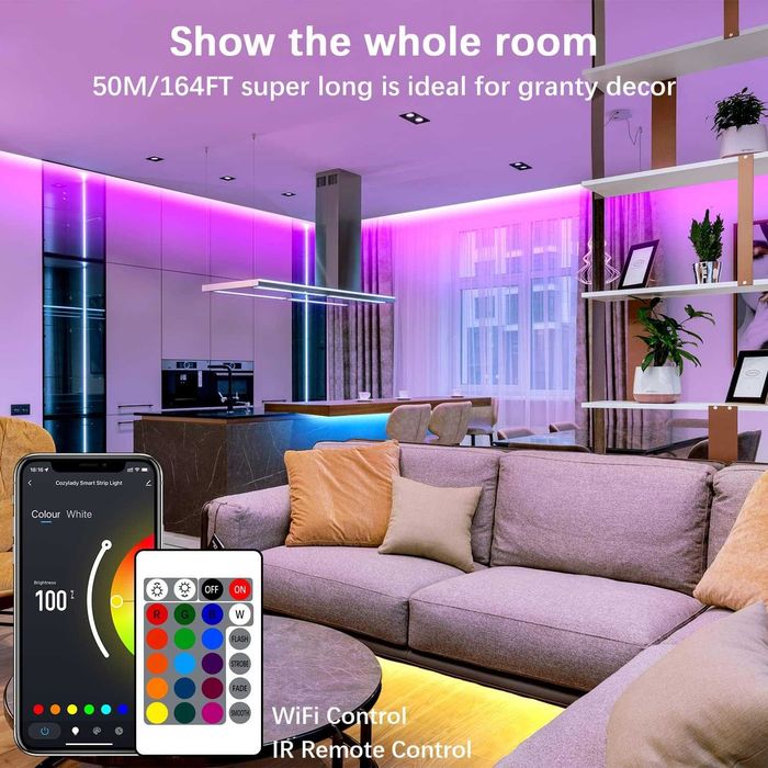 Bandă LED RGB 15 m. inteligentă