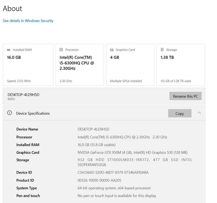 Laptop Intel i5 16GB RAM GTX 950M SSD+HDD – Stare Foarte Bună