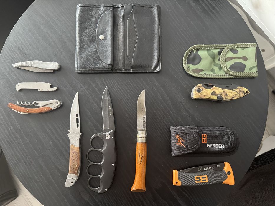 Лот ловни ножове и Opinel, Gerber Bear Grylls + подарък кожен портфейл