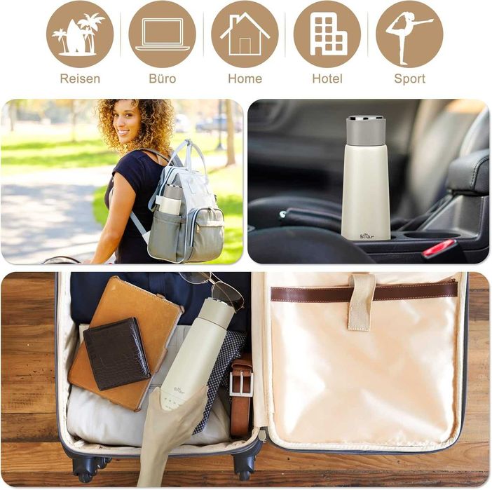 Електрическа кана Bear 300мл, 3в1, двуслойна облицовка, неръждаема