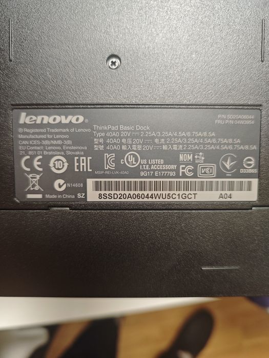 Lenovo ThinkPad Basic Dock (модел 40A0) – отлично състояние!