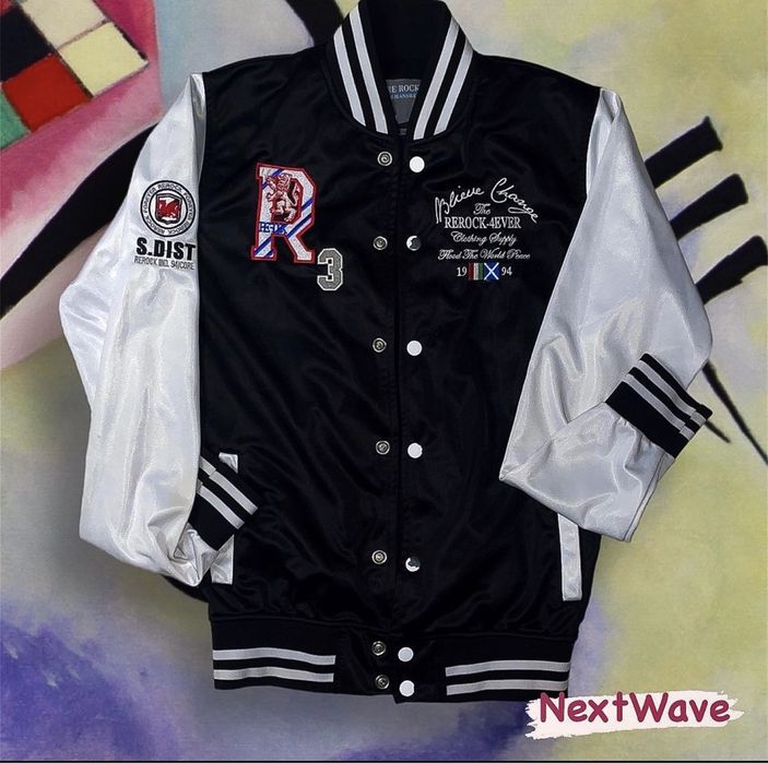 geaca varsity neagra cu alb