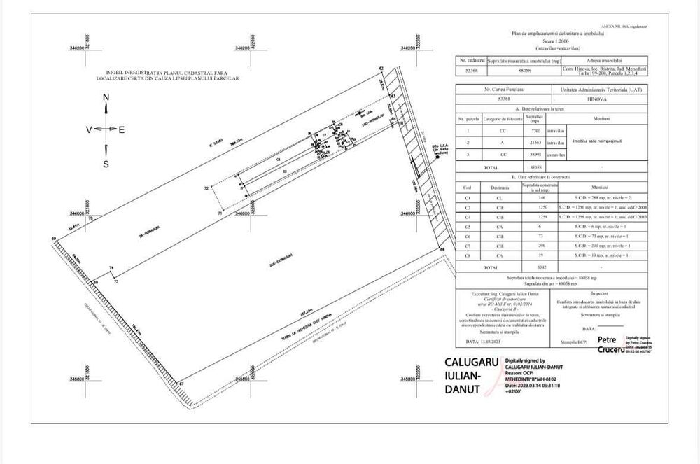 TEREN INTRAVILAN SI teren  curti CONSTRUCTII - 30000m2 respectiv 58995m2