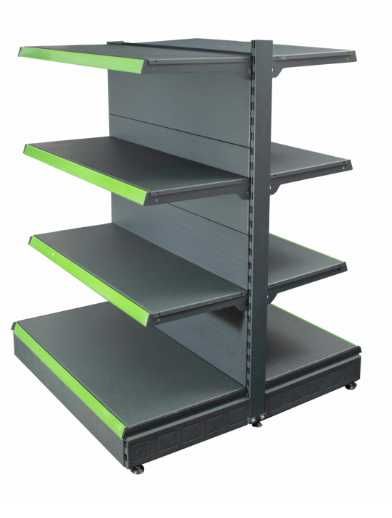 Rafturi metalice magazin – sistem complet mobilier comercial (perete, gondolă, colț, accesorii)