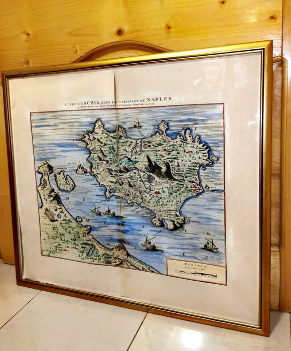 Картина литография карта оригинал L’isle d’Ischia Naples на 250 години
